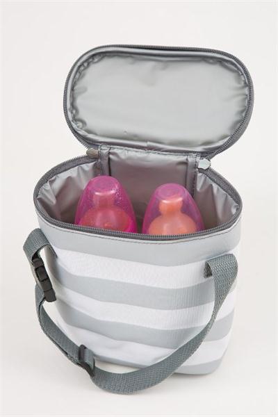 Baby Insulated 2 Bottle Tote Bags Keep Baby Bottles Warm or Cool - Grey Stripe _ENZO