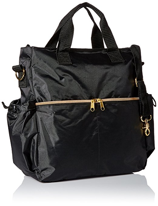 Stunning Black & Gold Diaper Bag - Baby Bag - PLUS Changing Mat & Bottle Bag (Black) _ENZO