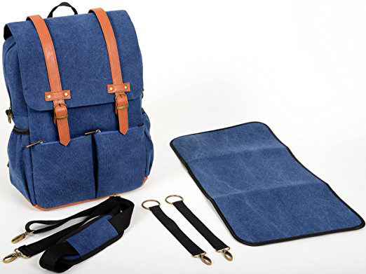  New Diaper Bag Backpack, Trendy Diaper Bags for Dads & Moms, Made with Quality Fabric & Zippers -Large, Navy Denim_ENZO